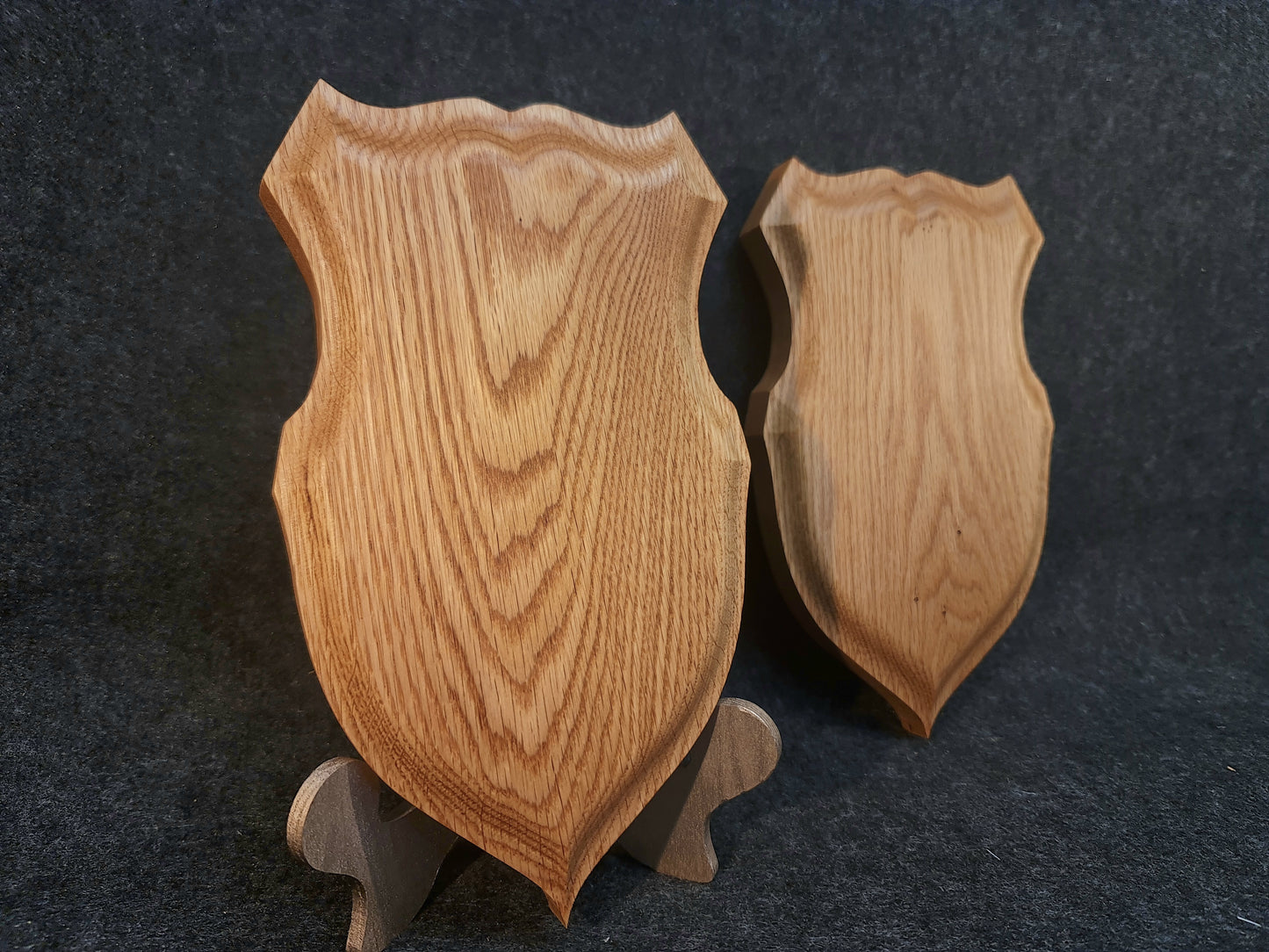 Jakt trofesköld, vapensköld i ek