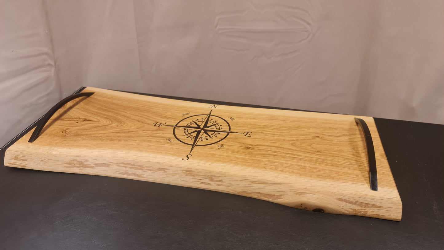 Skärbräda med runda handtag och lasergravyr