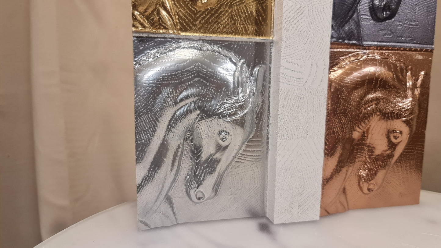 3D relief tavla på hästar