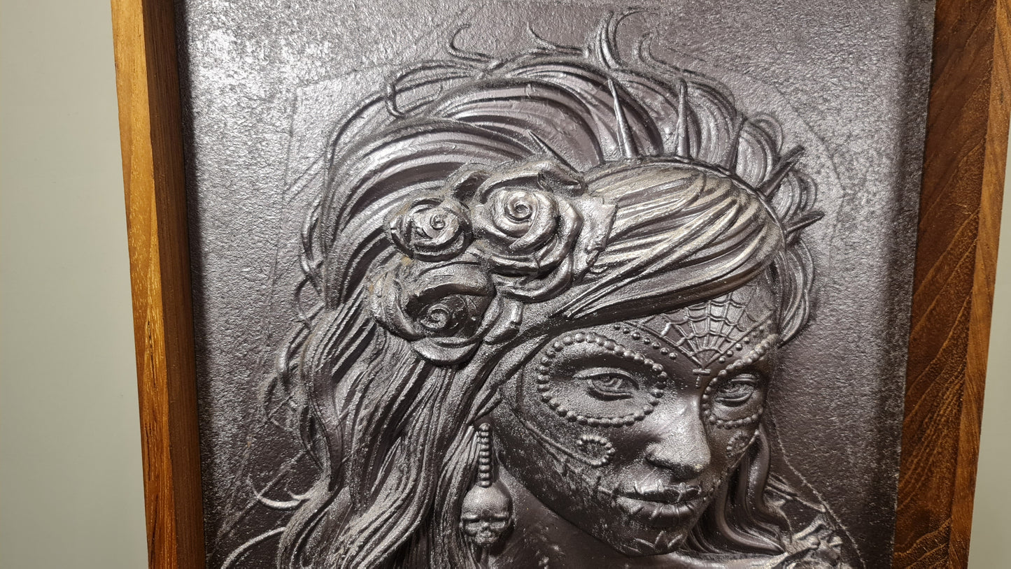 3D relief tavla Día de Muertos