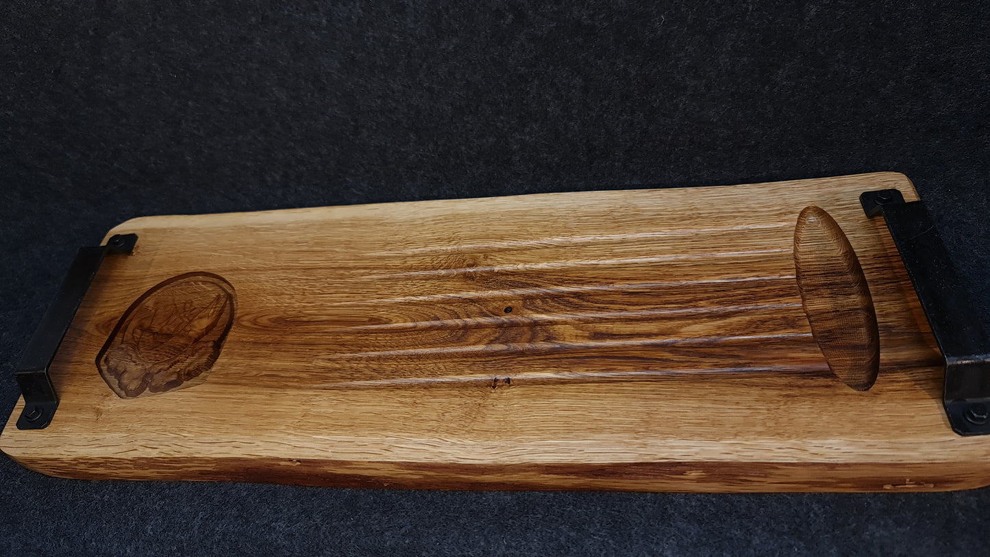 Skärbräda med 3D relief moitv fiskare i båt