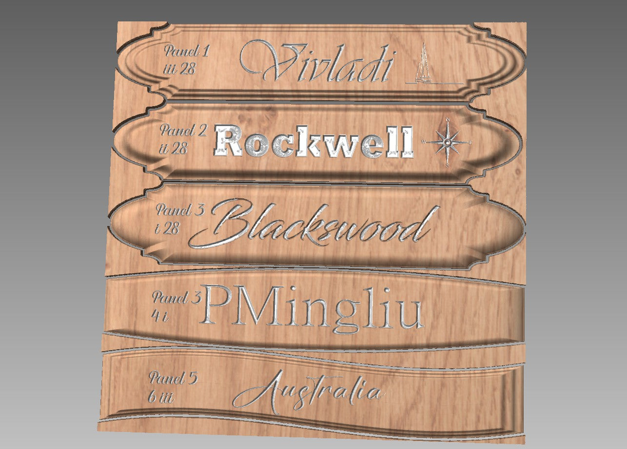 Mahogny namnskylt för din båt/husvagn med i målad gravyr