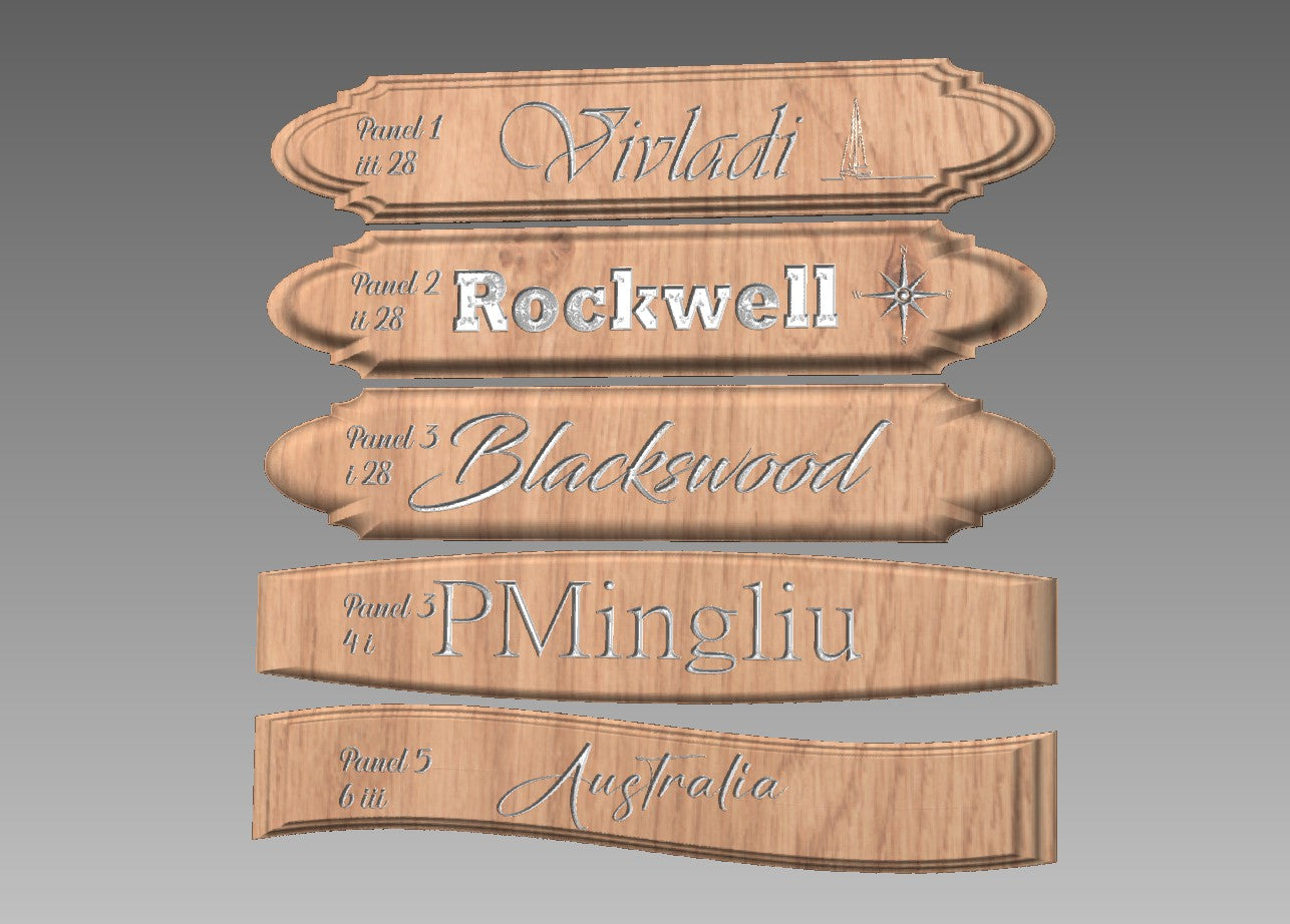 Namnskylt för din båt/husvagn i teak med i målad gravyr