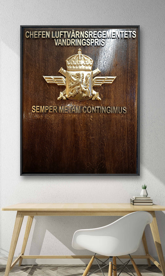 Vapensköld, vadringspris, familjvapen med text