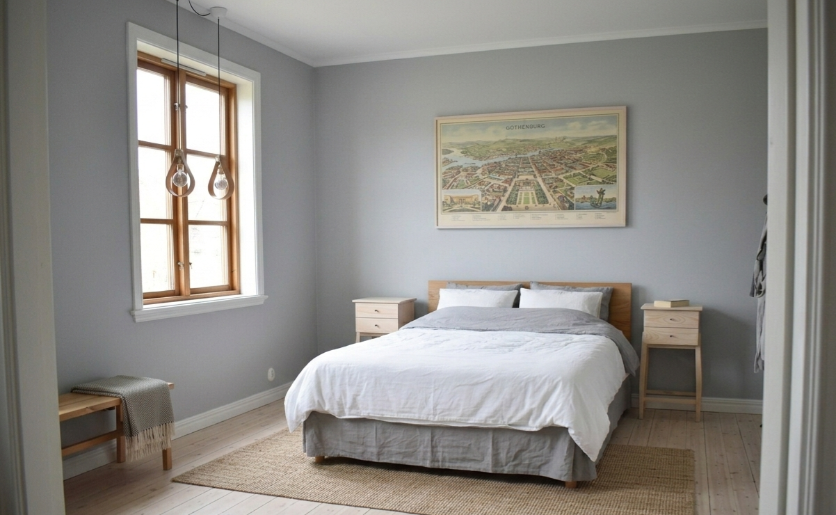 Handgjord hallmöbel och sängbord i vitpigmenterad furu från Alberi, minimalistisk skandinavisk design i hemma miljö