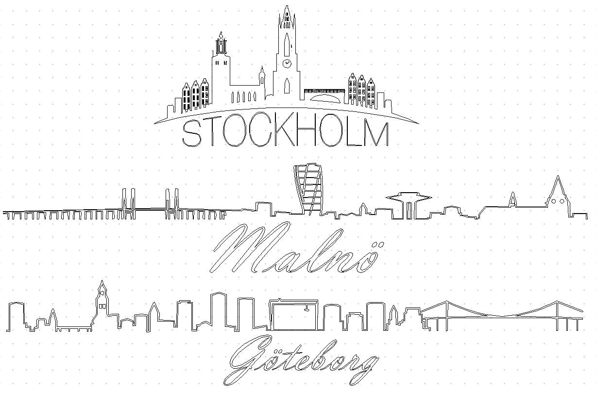 Skyline SVG Stockholm Göteborg och Malmö