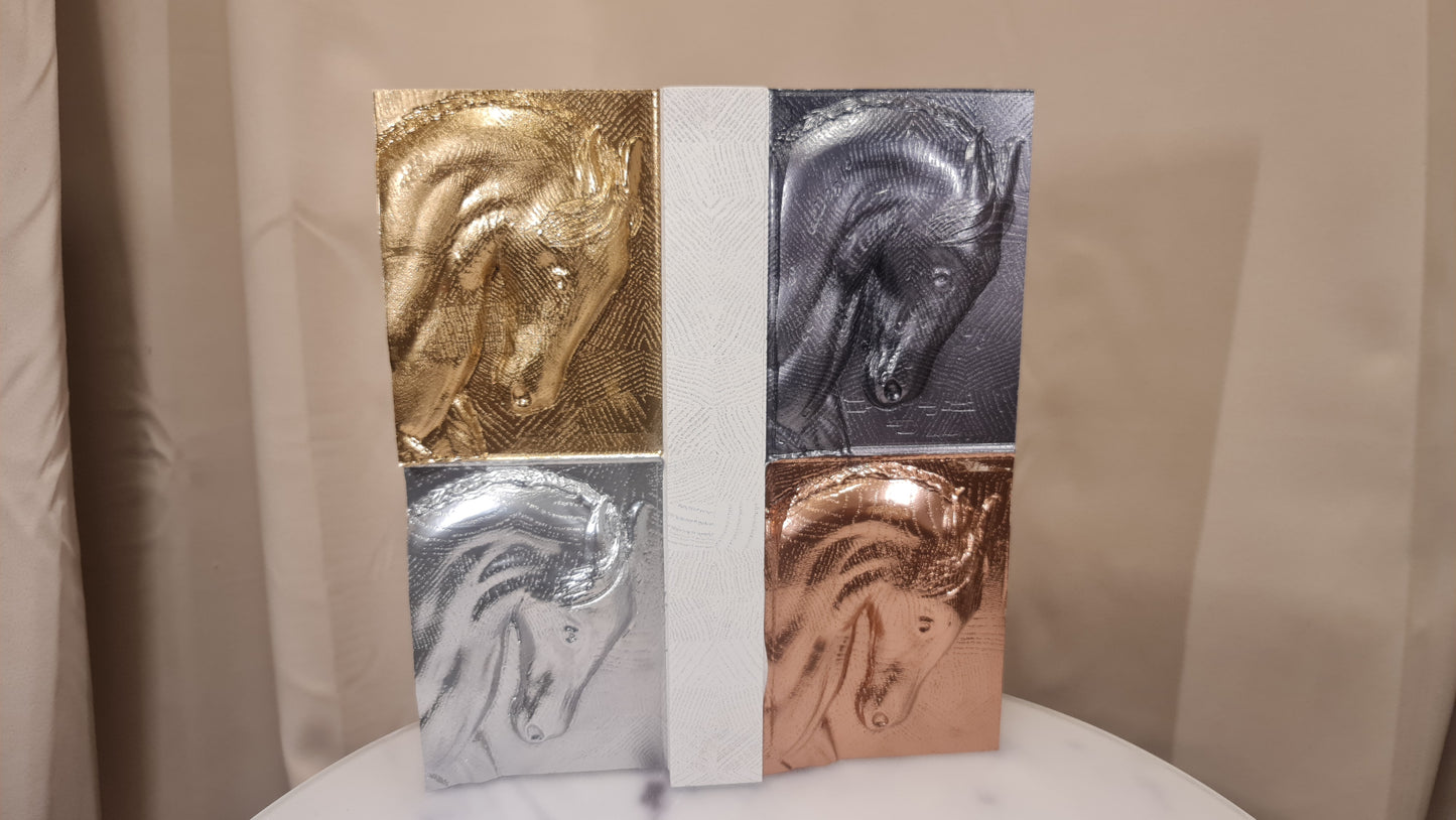 3D relief tavla på hästar