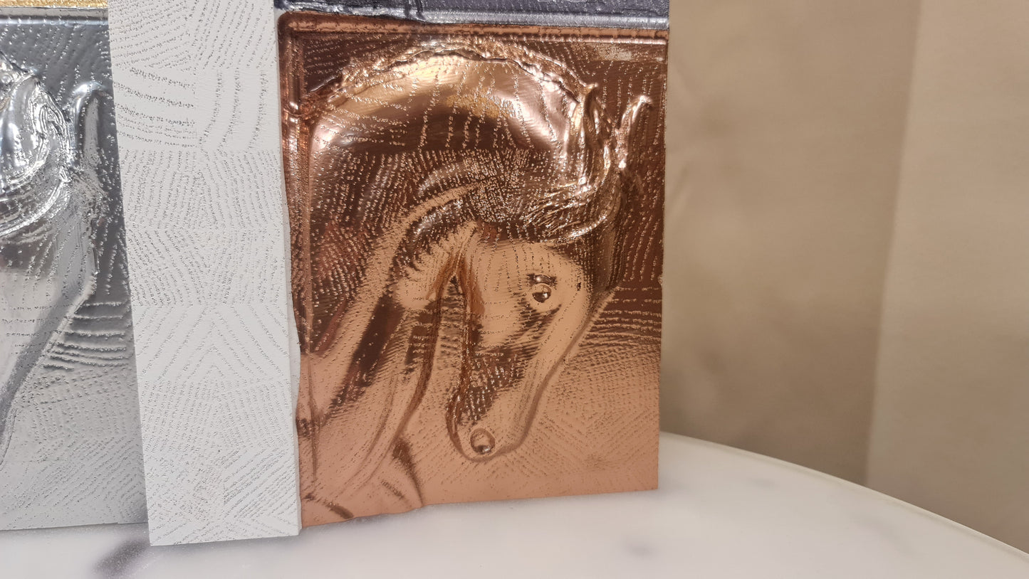 3D relief tavla på hästar