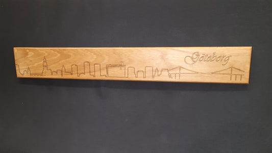 Magnetisk knivhållare med lasergravyr Göteborg skyline