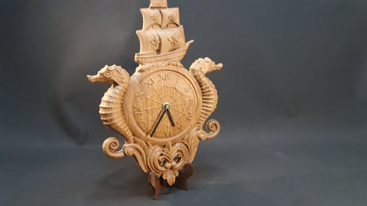 3 D relief Högklassigt väggklocka med sjöhäst motiv